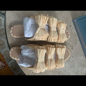 Pour La Victoire Raffia Slide Sandals